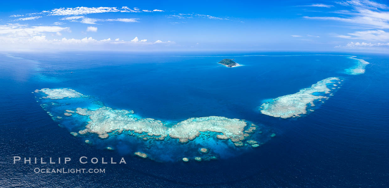 Aerial View of Namena Marine Reserve and Coral Reefs, Namena Island, Fiji., natural history stock photograph, photo id 34686