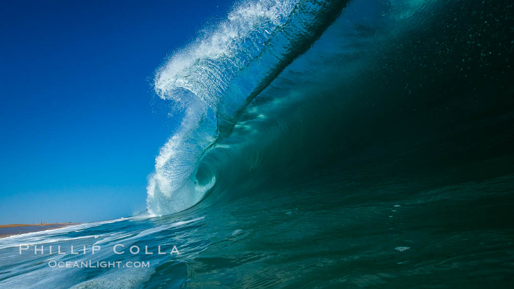 Breaking wave, morning, barrel shaped surf, California. USA, natural history stock photograph, photo id 27990