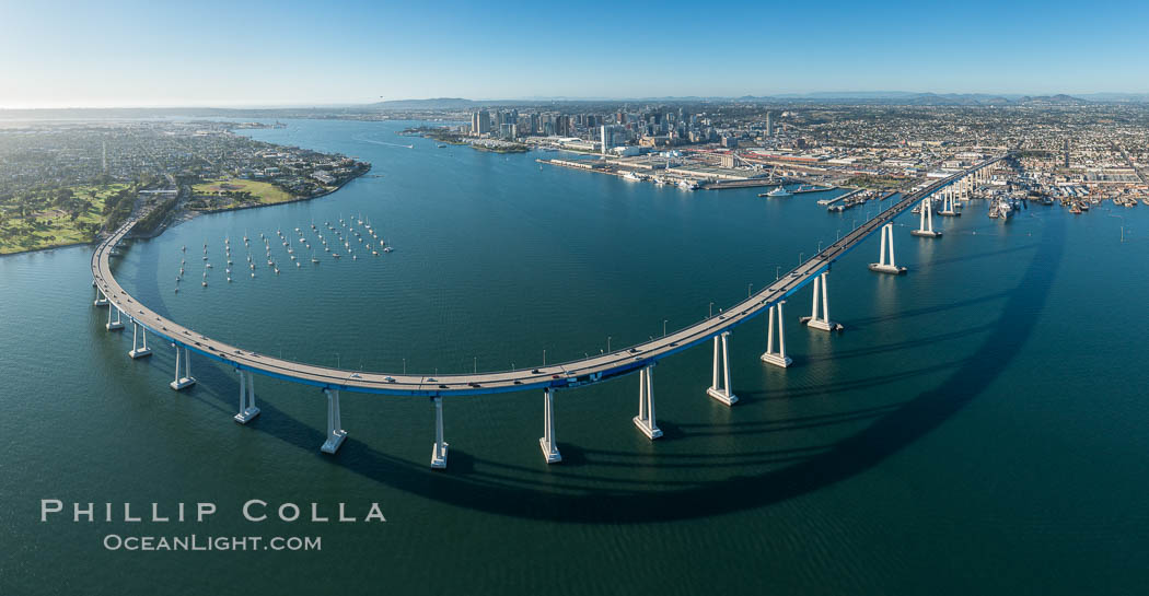 Panoramic Aerial Photo of San Diego Coronado Bay Bridge. California, USA, natural history stock photograph, photo id 30789