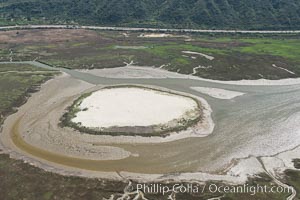 Aerial photo of Batiquitos Lagoon, Carlsbad. The Batiquitos Lagoon is a coastal wetland in southern Carlsbad, California. Part of the lagoon is designated as the Batiquitos Lagoon State Marine Conservation Area, run by the California Department of Fish and Game as a nature reserve