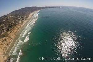 Aerial Photo of San Diego Scripps Coastal SMCA. Blacks Beach and Scripps Pier, La Jolla, California