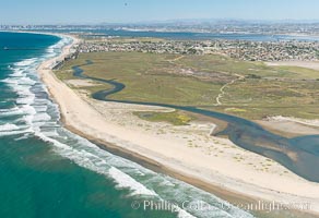 Aerial Photo of Tijuana River Mouth SMCA.  Tijuana River Mouth State Marine Conservation Area borders Imperial Beach and the Mexican Border