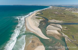 Aerial Photo of Tijuana River Mouth SMCA.  Tijuana River Mouth State Marine Conservation Area borders Imperial Beach and the Mexican Border