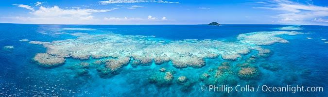 Aerial View of Namena Marine Reserve and Coral Reefs, Namena Island, Fiji