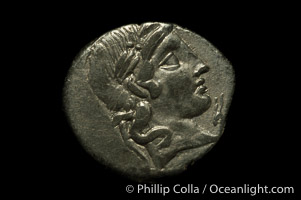 Ancient Roman coin, minted by C. Vibius C.F. Pansa (90 B.C.), (silver, denom/type: Denarius)
