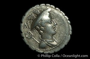 Ancient Roman coin, minted by C. Mamilius Limetanus (82 B.C.), (silver, denom/type: Denarius)