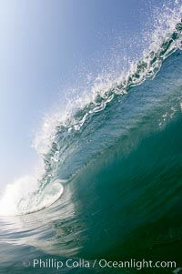 Breaking wave, morning surf, curl, tube, Ponto, Carlsbad, California