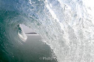 Breaking wave, morning surf, curl, tube, Ponto, Carlsbad, California