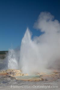 Clepsydra Geyser, a geyser which is almost continually erupting. A member of the Fountain Group of geothermal features, Lower Geyser Basin, Yellowstone National Park, Wyoming