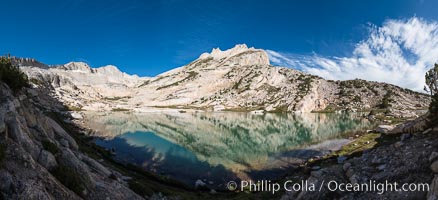 North Peak (12242'), Conness Lake and green glacial meltwater, Hoover Wilderness, Conness Lakes Basin