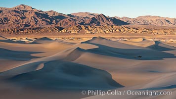 Sand Dunes and the Grapevine Mountains, California.  Near Stovepipe Wells lies a region of sand dunes, some of them hundreds of feet tall, Death Valley National Park