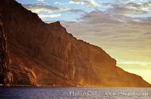East face and shoreline of southernmost morro, daybreak, Guadalupe Island (Isla Guadalupe)