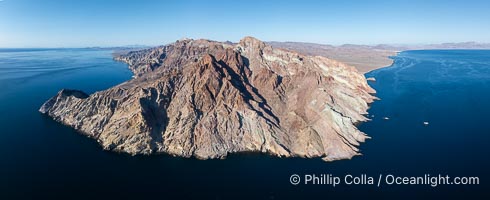 Eastern Promontory of Isla Angel de la Guarda, Aerial Photo, Sea of Cortez, Mexico.  Guardian Angel island is part of the Midriff Islands in Mexico's Sea of Cortez