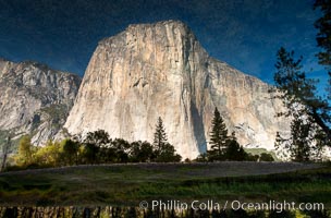 El Capitan reflected in Merced River, Yosemite National Park.  Seriously, take a close look, the image as presented here is upside down!