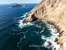 Elephant Seal Cove and South Coronado Island, viewed from the south, with Middle Island and North Island in the distance, Coronado Islands (Islas Coronado)