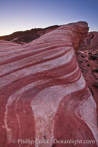 The Fire Wave, a beautiful sandstone formation exhibiting dramatic striations, striped layers in the geologic historical record, Valley of Fire State Park