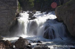 Firehole Falls drops 40 feet in the narrow Firehole Canyon, Yellowstone National Park, Wyoming