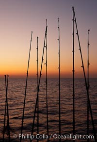 Fishing rods, sunrise, Santa Barbara Island