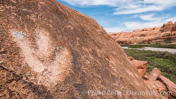Dinosaur track over the Colorado River, Moab, Utah
