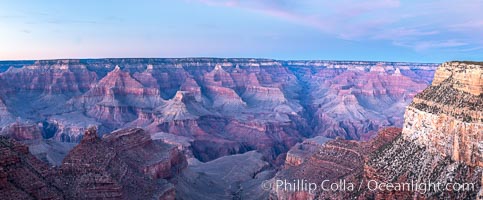 Grand Canyon at dusk, sunset, viewed from Grandeur Point on the south rim of Grand Canyon National Park
