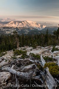 Half Dome and Cloud's Rest from Summit of Mount Hoffmann, sunset, Yosemite National Park, California
