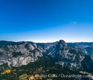 Half Dome and nighttime stars, viewed from Glacier Point, Yosemite National Park, California