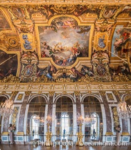 The Hall of Mirrors, or Galerie des Glaces, is the central gallery of the Palace of Versailles and is renowned as being one of the most famous rooms in the world, Chateau de Versailles, Paris, France