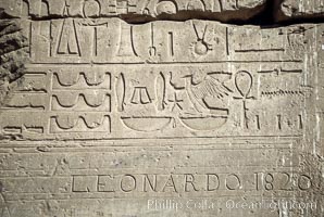 Heiroglyphics and tourist graffiti, Luxor, Egypt