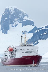 Icebreaker M/V Polar Star, anchored near Peterman Island, Antarctica