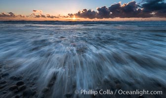 Incoming waves at sunset, Carlsbad