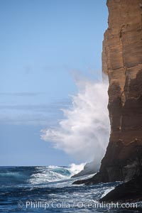 Waves crash against eastern cliffs of Isla Afuera, Guadalupe Island (Isla Guadalupe)