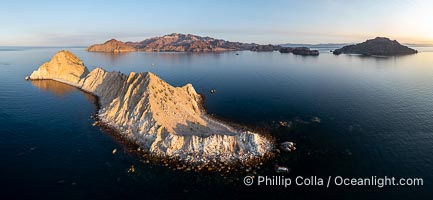 Isla Angel de la Guarda at Sunset, Aerial Photo, Sea of Cortez, Mexico.  Guardian Angel island is part of the Midriff Islands in Mexico's Sea of Cortez