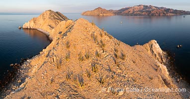 Isla Angel de la Guarda at Sunset, Aerial Photo, Sea of Cortez, Mexico.  Guardian Angel island is part of the Midriff Islands in Mexico's Sea of Cortez