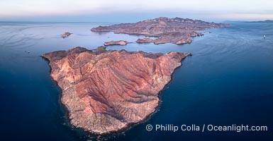 Isla Angel de la Guarda at Sunset, Aerial Photo, Sea of Cortez, Mexico.  Guardian Angel island is part of the Midriff Islands in Mexico's Sea of Cortez