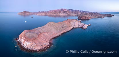 Isla Angel de la Guarda at Sunset, Aerial Photo, Sea of Cortez, Mexico.  Guardian Angel island is part of the Midriff Islands in Mexico's Sea of Cortez