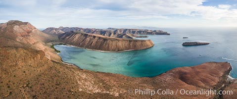 Isla Gallo and Playa Gallina, Isla Espiritu Santo, Sea of Cortez, Aerial Photo