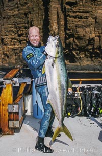 Joe Tobin with world record yellowtail, Guadalupe Island, Mexico, Guadalupe Island (Isla Guadalupe)