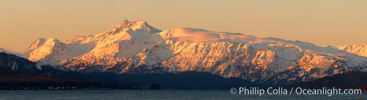 Kenai Mountains at sunrise, viewed across Kachemak Bay, Homer, Alaska