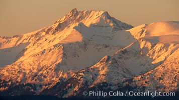 Kenai Mountains at sunset, viewed across Kachemak Bay, Homer, Alaska