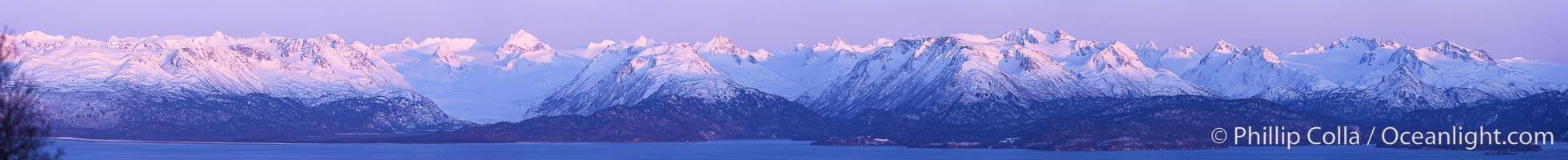 Kenai Mountains at sunset, viewed across Kachemak Bay, Homer, Alaska