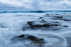 La Jolla reef and clouds, surf, early morning