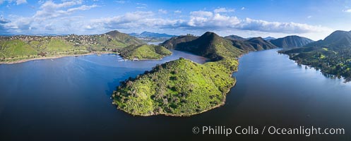 Lake Hodges and Fletcher Point, aerial photo, Escondido, California