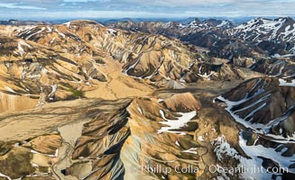 Landmannalaugar highlands region of Iceland, aerial view