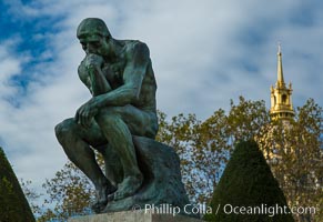 The Thinker (Le Penseur) is a bronze sculpture on marble pedestal by Auguste Rodin. now in the Musee Rodin in Paris. It depicts a man in sober meditation battling with a powerful internal struggle. It is often used to represent philosophy