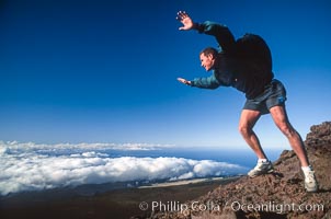 Leaping off  Haleakala, Maui, Hawaii