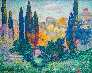 Les cypres a Cagnes by Henri Edmond Cross, Musee d'Orsay, Paris, Musee dOrsay