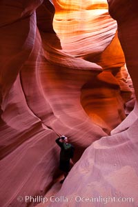 Lower Antelope Canyon, a deep, narrow and spectacular slot canyon lying on Navajo Tribal lands near Page, Arizona, Navajo Tribal Lands