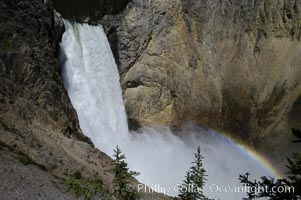 Lower Yellowstone Falls and rainbow viewed from Uncle Toms Trail, Grand Canyon of the Yellowstone, Yellowstone National Park, Wyoming