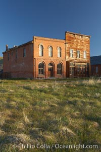 Main Street buildings, Dechambeau Hotel (left) and I.O.O.F. Hall (right), Bodie State Historical Park, California
