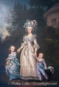 Marie Antoinette with her two eldest children, Marie-Thrse Charlotte and the Dauphin Louis Joseph, in the Petit Trianons gardens, by Adolf Ulrik Wertmller, Chateau de Versailles, Paris